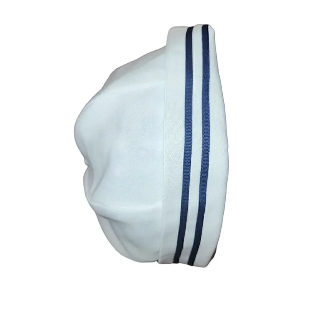 NWOT Lito Children's Wear Boys White Sailor Suit Shortall Romper with Hat 6-12M